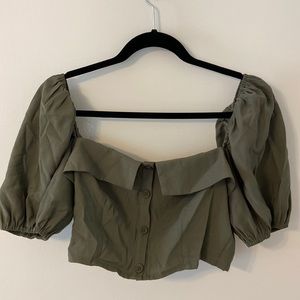 Backyard Roses Olive Crop Top